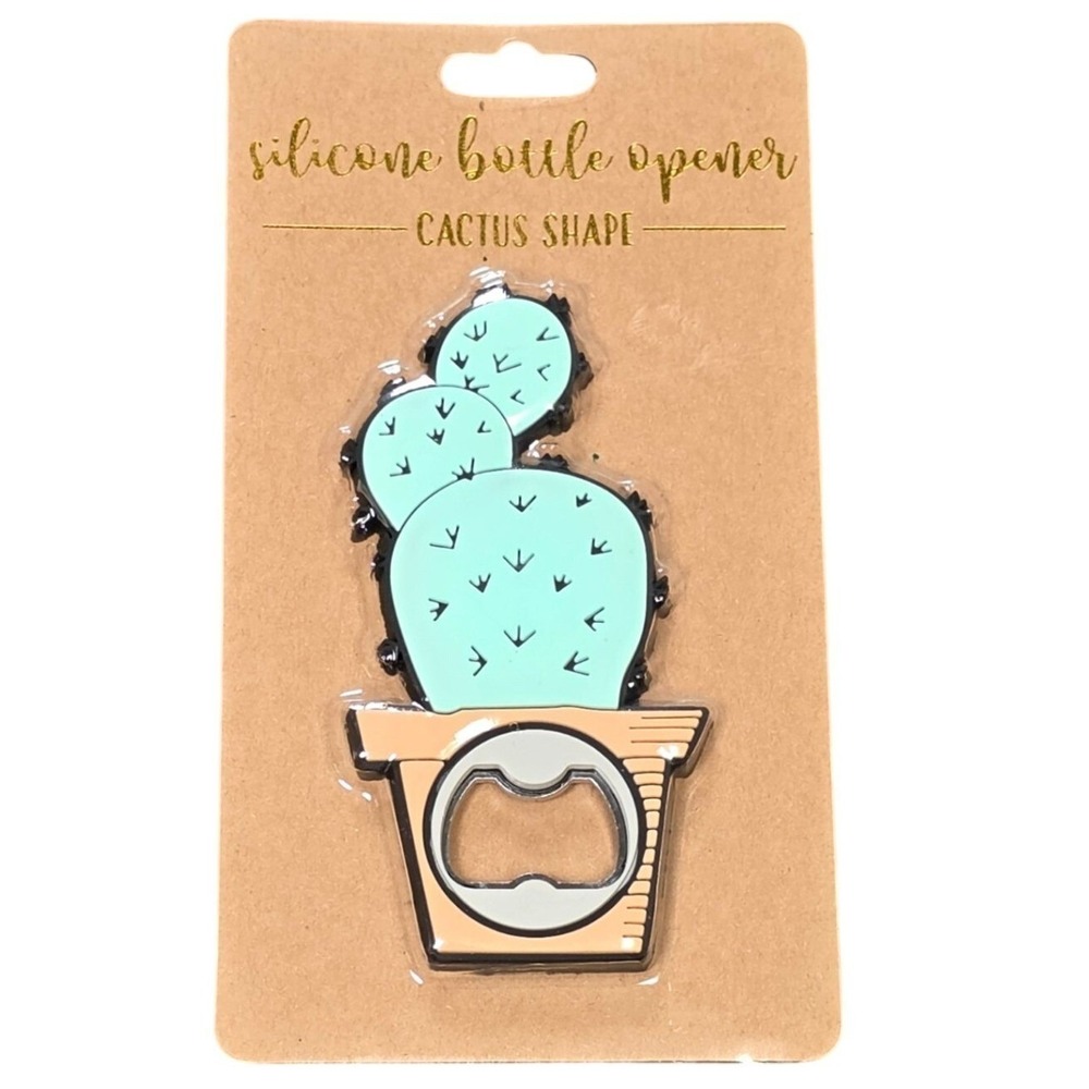 TMD Retail Bar Tool Novelty Cactus Silicone Bottle Opener Green Brand New